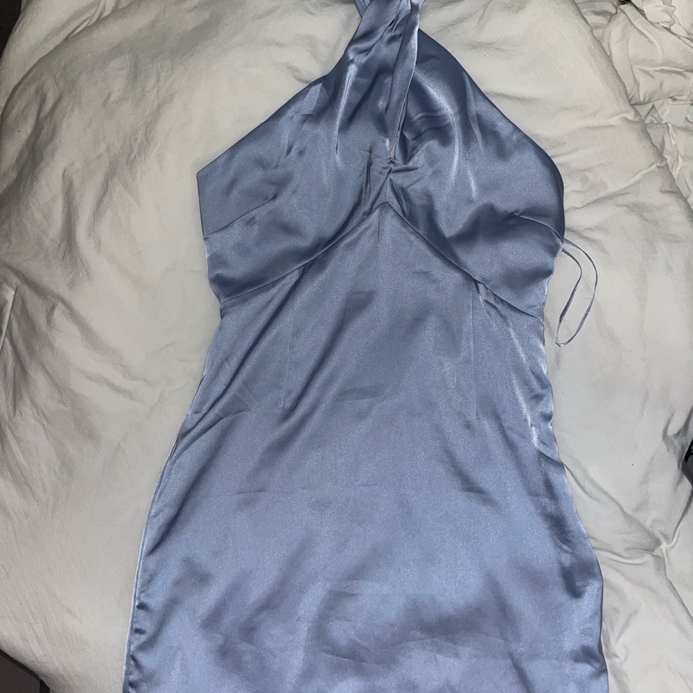 Elegant Blue Satin Dress